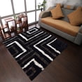 thumbnail image 1 of Rugsotic Carpets Hand Tufted Shag Polyester Eco-Friendly Area Rugs - 8'x8', Square, Black Beige, Plain Solid Design, High Pile Handmade Anti Skid Rugs for Living Room, Bed Room K00013, 1 of 5