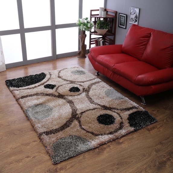 Rugsotic Carpets Hand Tufted Shag Polyester Eco-Friendly Area Rugs -9'x12', Rectangle, Beige Multicolor, Plain Solid Design, High Pile Handmade Anti Skid Rugs for Living Room,Bed Room K00004