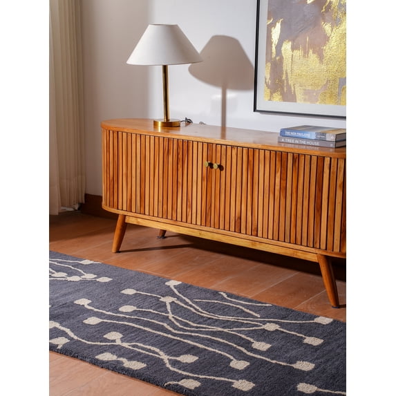 Rugsotic Carpets Hand Tufted Wool 2'6''x10' Floral Runner Area Rug Grey White K00509
