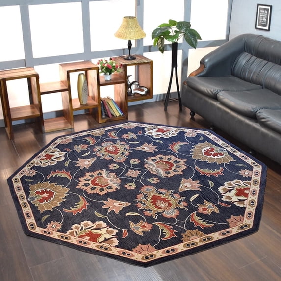 Rugsotic Carpets Hand Tufted Wool Eco-Friendly Area Rugs - 10'x10', Octagon, Charcoal, Modern Contemporary Design, High Pile Handmade Anti Skid Rugs for Living Room, Bed Room (K00659)