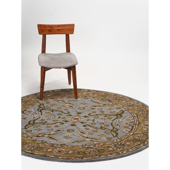 Rugsotic Carpets Hand Tufted Wool Eco-Friendly 10'x10' Area Rugs Round Blue Green Oriental High Pile Thick Handmade Anti Skid Indoor Rug for Living Room, Bedroom K00503