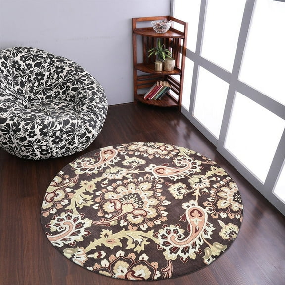 Rugsotic Carpets Hand Tufted Wool Eco-Friendly Area Rugs - 10'x10', Round, Brown, Modern Contemporary Design, High Pile Handmade Anti Skid Rugs for Living Room, Bed Room (K00151)