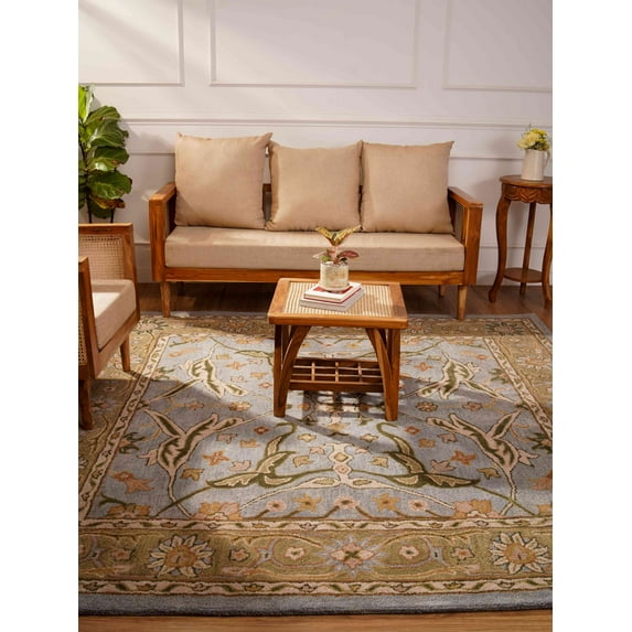 Rugsotic Carpets Hand Tufted Wool Eco-Friendly Area Rugs - 10'x10', Square, Blue Green, Modern Contemporary Design, High Pile Handmade Anti Skid Rugs for Living Room, Bed Room (K00503)