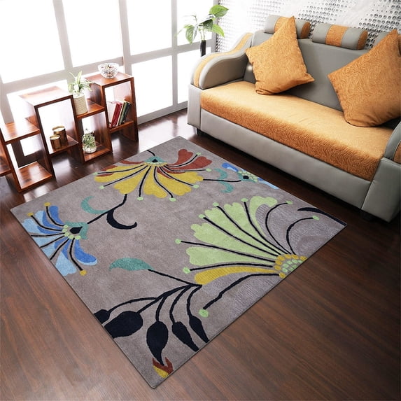 Rugsotic Carpets Hand Tufted Wool Eco-Friendly Area Rugs - 10'x10', Square, Camel, Modern Contemporary Design, High Pile Handmade Anti Skid Rugs for Living Room, Bed Room (K00219)