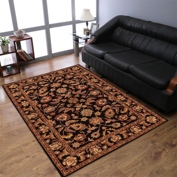 Rugsotic Carpets Hand Tufted Wool Eco-Friendly Area Rugs - 10'x13', Rectangle, Black, Modern Contemporary Design, High Pile Handmade Anti Skid Rugs for Living Room, Bed Room (K00530)