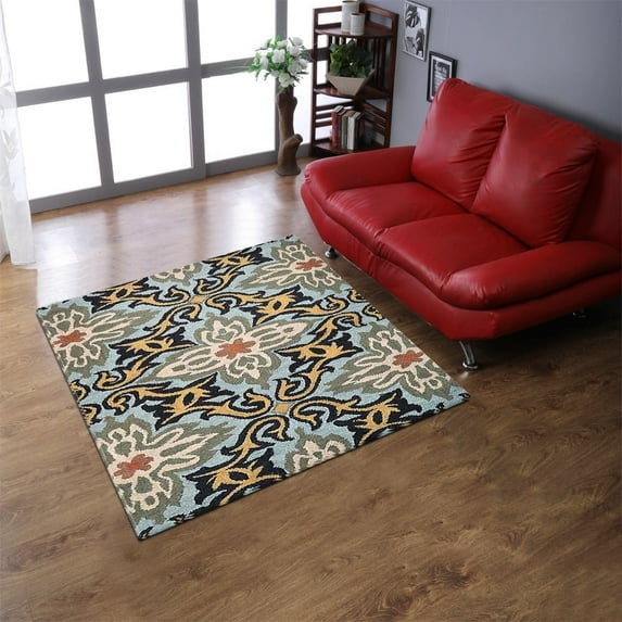 Rugsotic Carpets Hand Tufted Wool Eco-Friendly Area Rugs - 12'x12', Square, Blue, Modern Contemporary Design, High Pile Handmade Anti Skid Rugs for Living Room, Bed Room (K00722)
