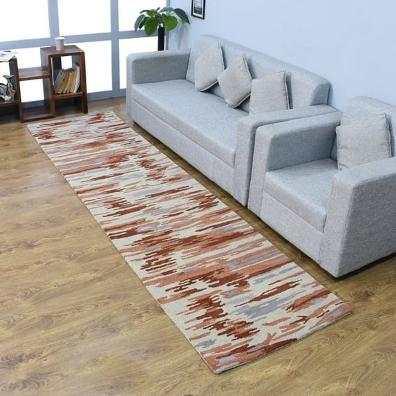 Rugsotic Carpets Hand Tufted Wool Eco-Friendly Area Rugs - 2'6''x10', Runner, Multicolor, Modern Contemporary Design, High Pile Handmade Anti Skid Rugs for Living Room, Bed Room (K00S14)