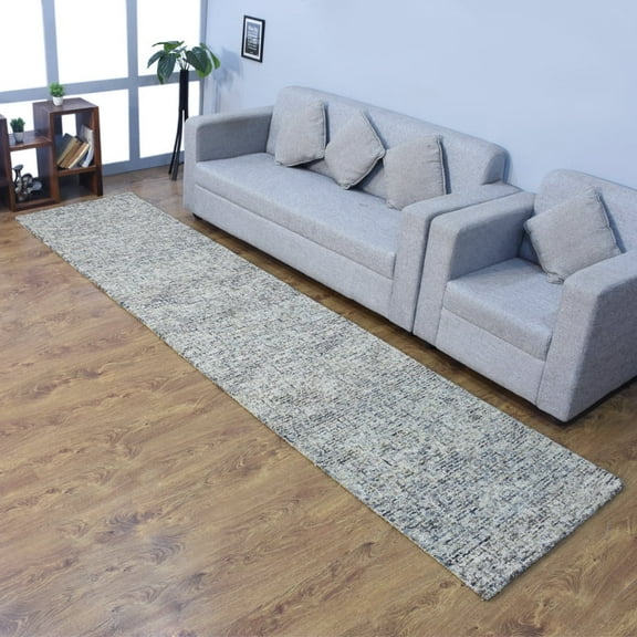 Rugsotic Carpets Hand Tufted Wool Eco-Friendly Area Rugs - 2'6''x11', Runner, Light Green, Modern Contemporary Design, High Pile Handmade Anti Skid Rugs for Living Room, Bed Room (KWC111)