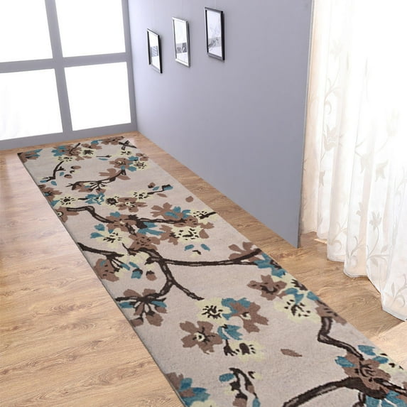 Rugsotic Carpets Hand Tufted Wool Eco-Friendly Area Rugs - 2'6"x8', Runner, Beige, Modern Contemporary Design, High Pile Handmade Anti Skid Rugs for Living Room, Bed Room (K00671)