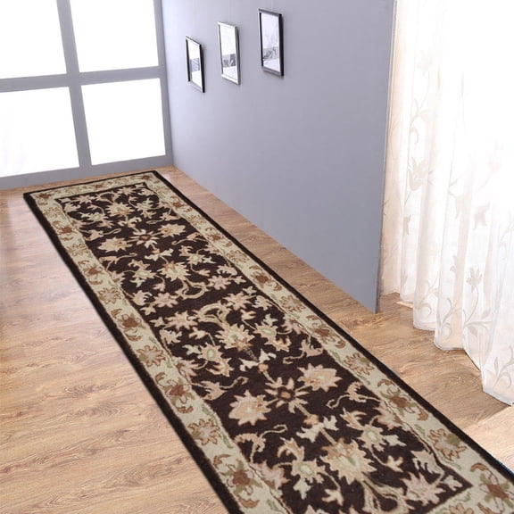 Rugsotic Carpets Hand Tufted Wool Eco-Friendly 2'6''x8' Area Rugs Runner Brown Beige Oriental High Pile Thick Handmade Anti Skid Indoor Rug for Living Room, Bedroom K00663