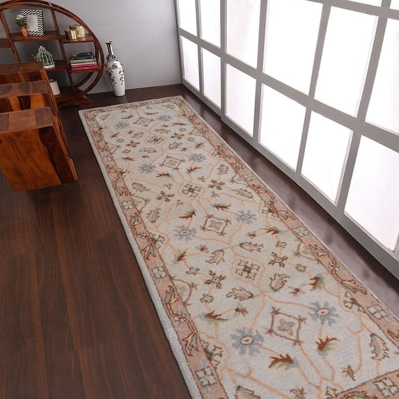 Rugsotic Carpets Hand Tufted Wool Eco-Friendly Area Rugs - 2'6"x8', Runner, Cream Brown, Modern Contemporary Design, High Pile Handmade Anti Skid Rugs for Living Room, Bed Room (K00721)