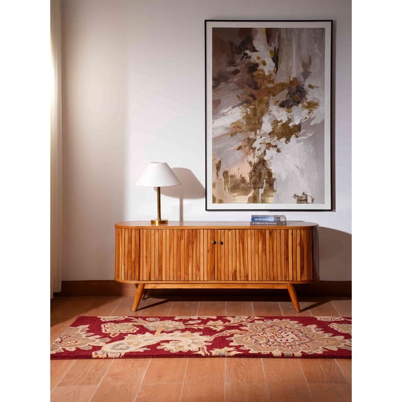 Rugsotic Carpets Hand Tufted Wool Eco-Friendly Area Rugs - 2'6"x8', Runner, Dark Red, Modern Contemporary Design, High Pile Handmade Anti Skid Rugs for Living Room, Bed Room (K00151)