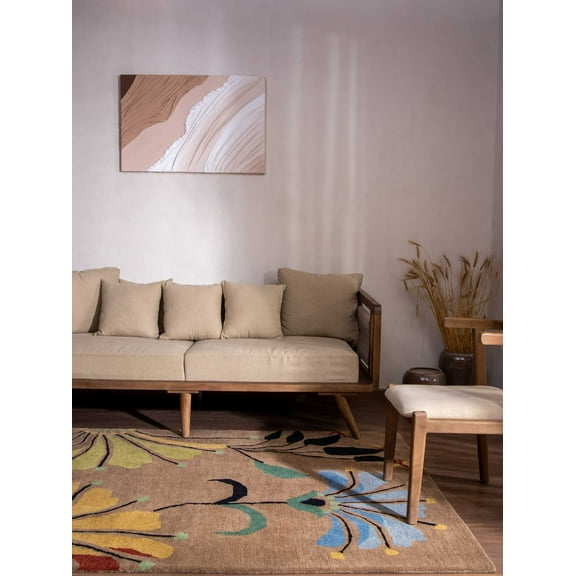 Rugsotic Carpets Hand Tufted Wool Eco-Friendly Area Rugs - 3'x5', Rectangle, Camel, Modern Contemporary Design, High Pile Handmade Anti Skid Rugs for Living Room, Bed Room (K00219)