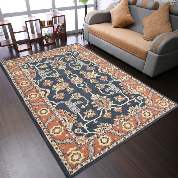 Rugsotic Carpets Hand Tufted Wool Eco-Friendly Area Rugs - 3'x5', Rectangle, Charcoal Rust, Modern Contemporary Design, High Pile Handmade Anti Skid Rugs for Living Room, Bed Room (K00649)