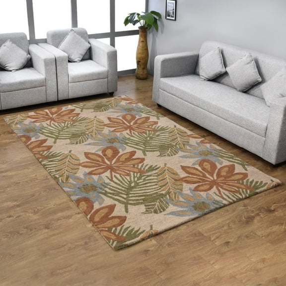 Rugsotic Carpets Hand Tufted Wool Eco-Friendly Area Rugs - 3'x5', Rectangle, Cream, Modern Contemporary Design, High Pile Handmade Anti Skid Rugs for Living Room, Bed Room (K00300)