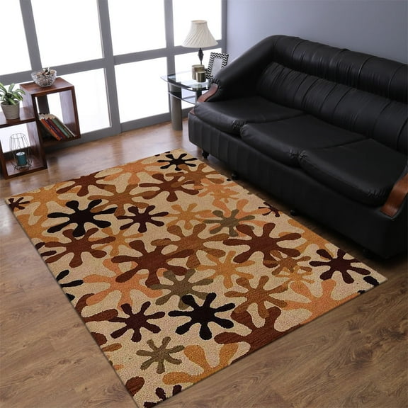 Rugsotic Carpets Hand Tufted Wool Eco-Friendly Area Rugs - 3'x5', Rectangle, Cream, Modern Contemporary Design, High Pile Handmade Anti Skid Rugs for Living Room, Bed Room (K00699)