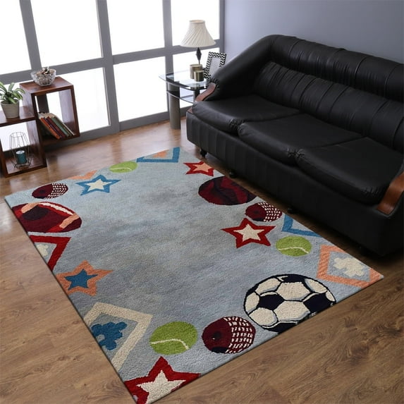 Rugsotic Carpets Hand Tufted Wool Eco-Friendly Area Rugs - 3'x5', Rectangle, Light Blue, Modern Contemporary Design, High Pile Handmade Anti Skid Rugs for Living Room, Bed Room (K03010)
