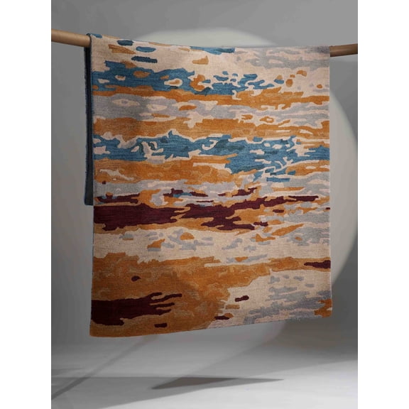 Rugsotic Carpets Hand Tufted Wool Eco-Friendly 3'x5' Area Rugs Rectangle Multicolor Abstract Modern High Pile Thick Handmade Anti Skid Indoor Rug for Living Room, Bedroom K00S13
