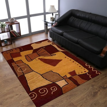 Rugsotic Carpets Hand Tufted Wool Eco-Friendly Area Rugs - 3'x5', Rectangle, Multicolor, Modern Contemporary Design, High Pile Handmade Anti Skid Rugs for Living Room, Bed Room (K00694)