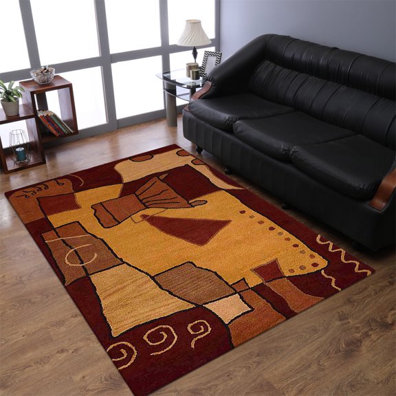 Rugsotic Carpets Hand Tufted Wool Eco-Friendly 3'x5' Area Rugs Rectangle Multicolor Abstract Modern High Pile Thick Handmade Anti Skid Indoor Rug for Living Room, Bedroom K00694