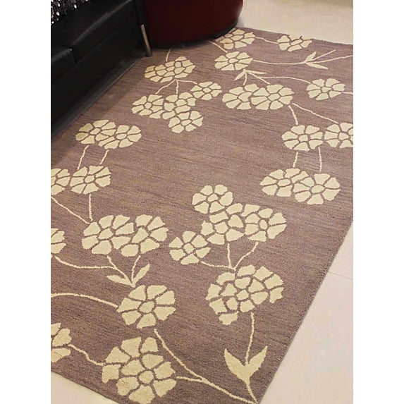 Rugsotic Carpets Hand Tufted Wool Eco-Friendly 4'x6' Area Rugs Rectangle Brown White Floral Modern High Pile Thick Handmade Anti Skid Indoor Rug for Living Room, Bedroom K00513