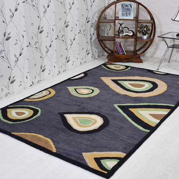 Rugsotic Carpets Hand Tufted Wool Eco-Friendly 4'x6' Area Rugs Rectangle Charcoal Contemporary Modern High Pile Thick Handmade Anti Skid Indoor Rug for Living Room, Bedroom K00693