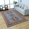 thumbnail image 1 of Rugsotic Carpets Hand Tufted Wool Eco-Friendly Area Rugs - 4'x6', Rectangle, Light Blue Red, Modern Contemporary Design, High Pile Handmade Anti Skid Rugs for Living Room, Bed Room (K00S15), 1 of 10