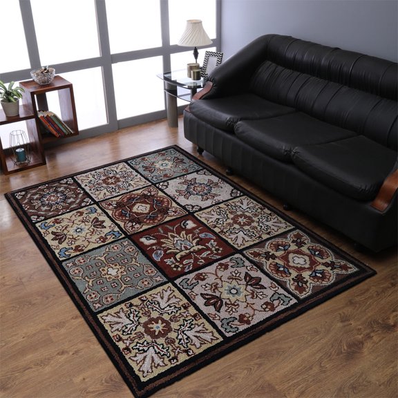 Rugsotic Carpets Hand Tufted Wool Eco-Friendly 4'x6' Area Rugs Rectangle Multicolor Floral Modern High Pile Thick Handmade Anti Skid Indoor Rug for Living Room, Bedroom K0TM14
