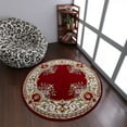thumbnail image 1 of Rugsotic Carpets Hand Tufted Wool Eco-Friendly Area Rugs - 5'6''x5'6'', Round, Red White, Modern Contemporary Design, High Pile Handmade Anti Skid Rugs for Living Room, Bed Room (K04031), 1 of 5