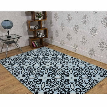 Rugsotic Carpets Hand Tufted Wool Eco-Friendly Area Rugs - 5'x7'6'', Rectangle, Beige Black, Modern Contemporary Design, High Pile Handmade Anti Skid Rugs for Living Room, Bed Room (K03083)