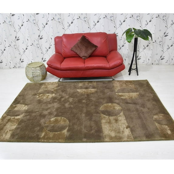 Rugsotic Carpets Hand Tufted Wool Eco-Friendly Area Rugs - 5'x7'6'', Rectangle, Brown, Modern Contemporary Design, High Pile Handmade Anti Skid Rugs for Living Room, Bed Room (K03158)