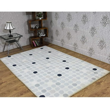 Rugsotic Carpets Hand Tufted Wool Eco-Friendly Area Rugs - 5'x7'6'', Rectangle, Cream, Modern Contemporary Design, High Pile Handmade Anti Skid Rugs for Living Room, Bed Room (K03102)