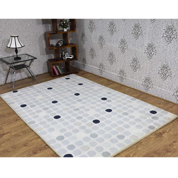 Rugsotic Carpets Hand Tufted Wool Eco-Friendly 5'x7'6'' Area Rugs Rectangle Cream Contemporary Modern High Pile Thick Handmade Anti Skid Indoor Rug for Living Room, Bedroom K03102