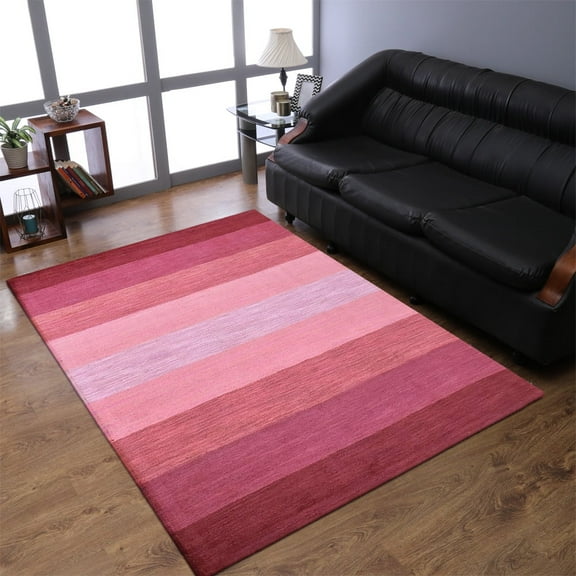 Rugsotic Carpets Hand Tufted Wool Eco-Friendly Area Rugs - 5'x7'6'', Rectangle, Red, Modern Contemporary Design, High Pile Handmade Anti Skid Rugs for Living Room, Bed Room (K03105)