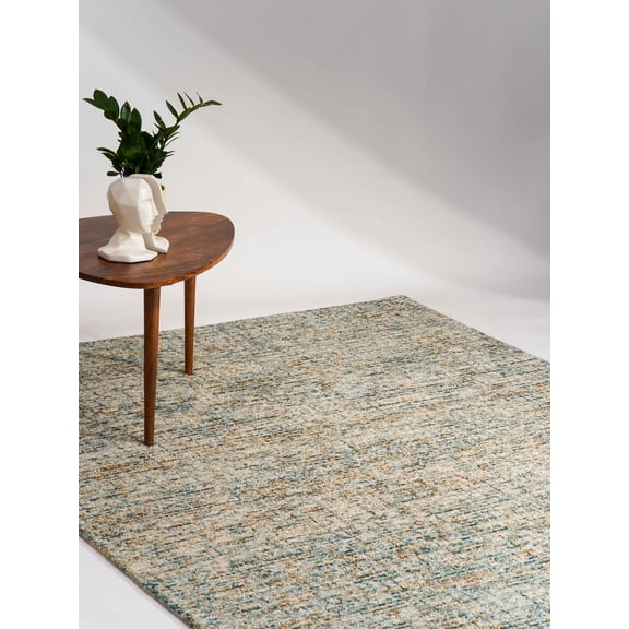 Rugsotic Carpets Hand Tufted Wool Eco-Friendly 5'x8' Area Rugs Rectangle Blue Beige Plain Solid High Pile Thick Handmade Anti Skid Indoor Rug for Living Room, Bedroom KWC111