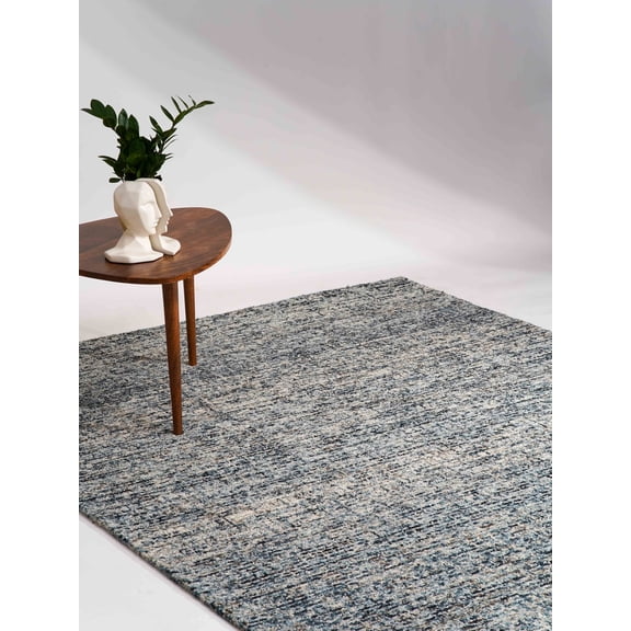 Rugsotic Carpets Hand Tufted Wool Eco-Friendly 5'x8' Area Rugs Rectangle Dark Blue Plain Solid High Pile Thick Handmade Anti Skid Indoor Rug for Living Room, Bedroom KWC111