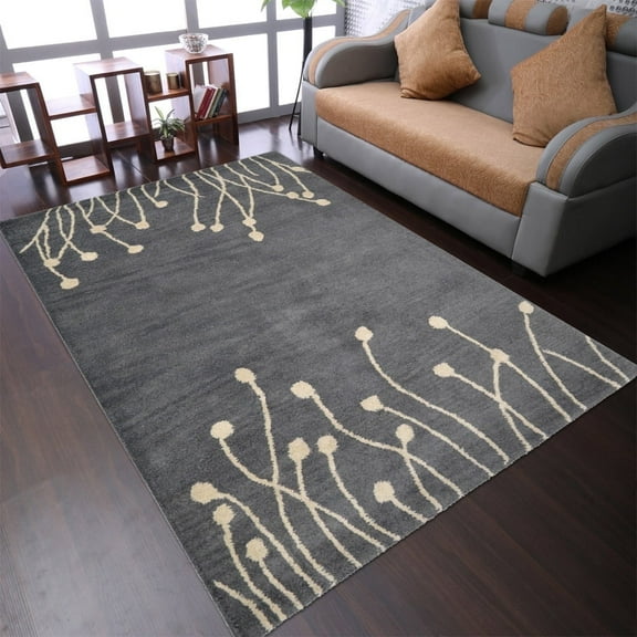 Rugsotic Carpets Hand Tufted Wool Eco-Friendly Area Rugs - 5'x8', Rectangle, Gray White, Modern Contemporary Design, High Pile Handmade Anti Skid Rugs for Living Room, Bed Room (K00509)