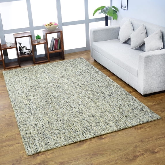 Rugsotic Carpets Hand Tufted Wool Eco-Friendly Area Rugs - 5'x8', Rectangle, Light Green, Modern Contemporary Design, High Pile Handmade Anti Skid Rugs for Living Room, Bed Room (KWC111)