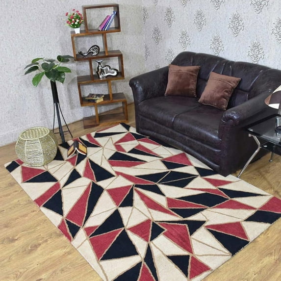 Rugsotic Carpets Hand Tufted Wool Eco-Friendly Area Rugs - 5'x8', Rectangle, Multicolor, Modern Contemporary Design, High Pile Handmade Anti Skid Rugs for Living Room, Bed Room (K03075)