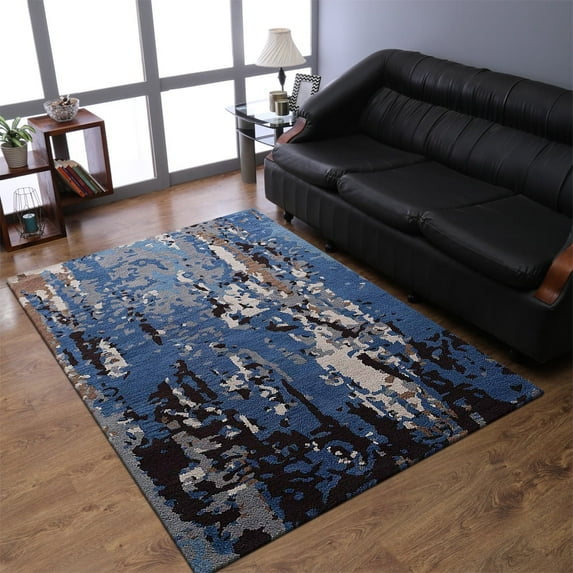 Rugsotic Carpets Hand Tufted Wool Eco-Friendly Area Rugs - 5'x8', Rectangle, Multicolor, Modern Contemporary Design, High Pile Handmade Anti Skid Rugs for Living Room, Bed Room (K03054)