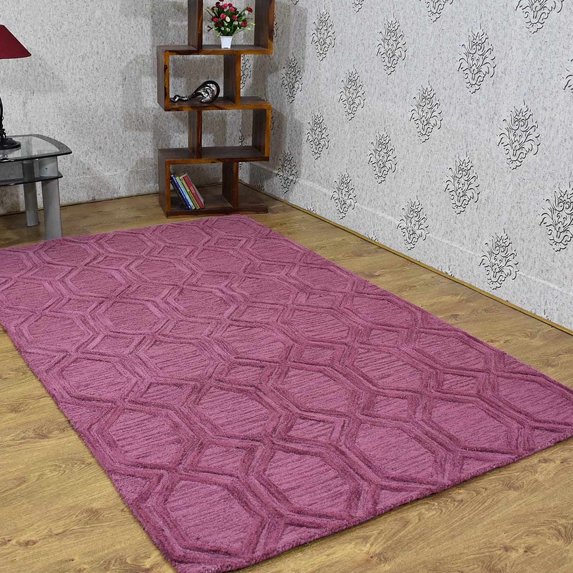 Rugsotic Carpets Hand Tufted Wool Eco-Friendly 5'x8' Area Rugs Rectangle Rose Contemporary Modern High Pile Thick Handmade Anti Skid Indoor Rug for Living Room, Bedroom K01005