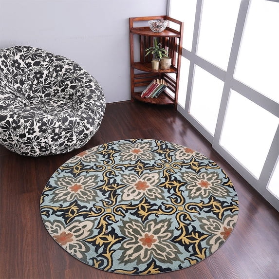 Rugsotic Carpets Hand Tufted Wool Eco-Friendly Area Rugs - 6'x6', Round, Blue, Modern Contemporary Design, High Pile Handmade Anti Skid Rugs for Living Room, Bed Room (K00722)