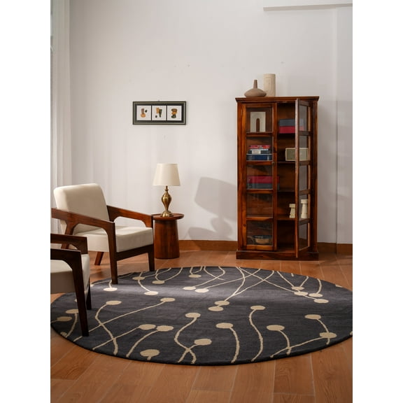 Rugsotic Carpets Hand Tufted Wool Eco-Friendly Area Rugs - 6'x6', Round, Gray White, Modern Contemporary Design, High Pile Handmade Anti Skid Rugs for Living Room, Bed Room (K00509)