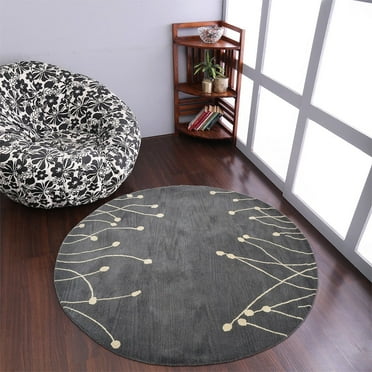 Rugsotic Carpets Hand Tufted Wool Eco-Friendly Area Rugs - 6'x6', Round, Gray White, Modern Contemporary Design, High Pile Handmade Anti Skid Rugs for Living Room, Bed Room (K00509)