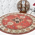 thumbnail image 1 of Rugsotic Carpets Hand Tufted Wool Eco-Friendly Area Rugs - 6'x6', Round, Red Cream, Modern Contemporary Design, High Pile Handmade Anti Skid Rugs for Living Room, Bed Room (K00535), 1 of 6