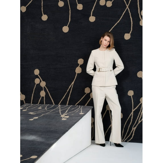 Rugsotic Carpets Hand Tufted Wool Eco-Friendly Area Rugs - 6'x6', Square, Gray White, Modern Contemporary Design, High Pile Handmade Anti Skid Rugs for Living Room, Bed Room (K00509)