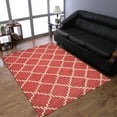 thumbnail image 1 of Rugsotic Carpets Hand Tufted Wool Eco-Friendly Area Rugs - 8'x10', Rectangle, Red White, Modern Contemporary Design, High Pile Handmade Anti Skid Rugs for Living Room, Bed Room (K00555), 1 of 6