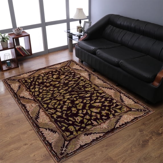 Rugsotic Carpets Hand Tufted Wool Eco-Friendly Area Rugs - 8'x11', Rectangle, Brown Beige, Modern Contemporary Design, High Pile Handmade Anti Skid Rugs for Living Room, Bed Room (K00715)