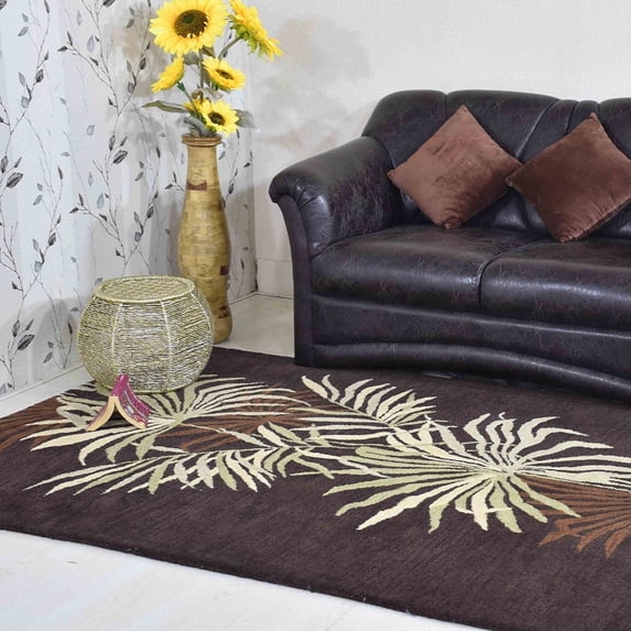 Rugsotic Carpets Hand Tufted Wool Eco-Friendly Area Rugs - 8'x11', Rectangle, Brown, Modern Contemporary Design, High Pile Handmade Anti Skid Rugs for Living Room, Bed Room (K00666)