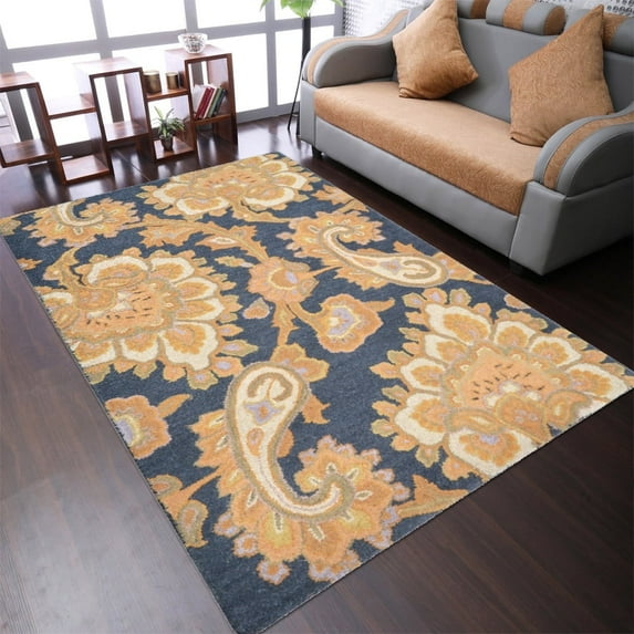 Rugsotic Carpets Hand Tufted Wool Eco-Friendly Area Rugs - 8'x11', Rectangle, Charcoal, Modern Contemporary Design, High Pile Handmade Anti Skid Rugs for Living Room, Bed Room (K00151)